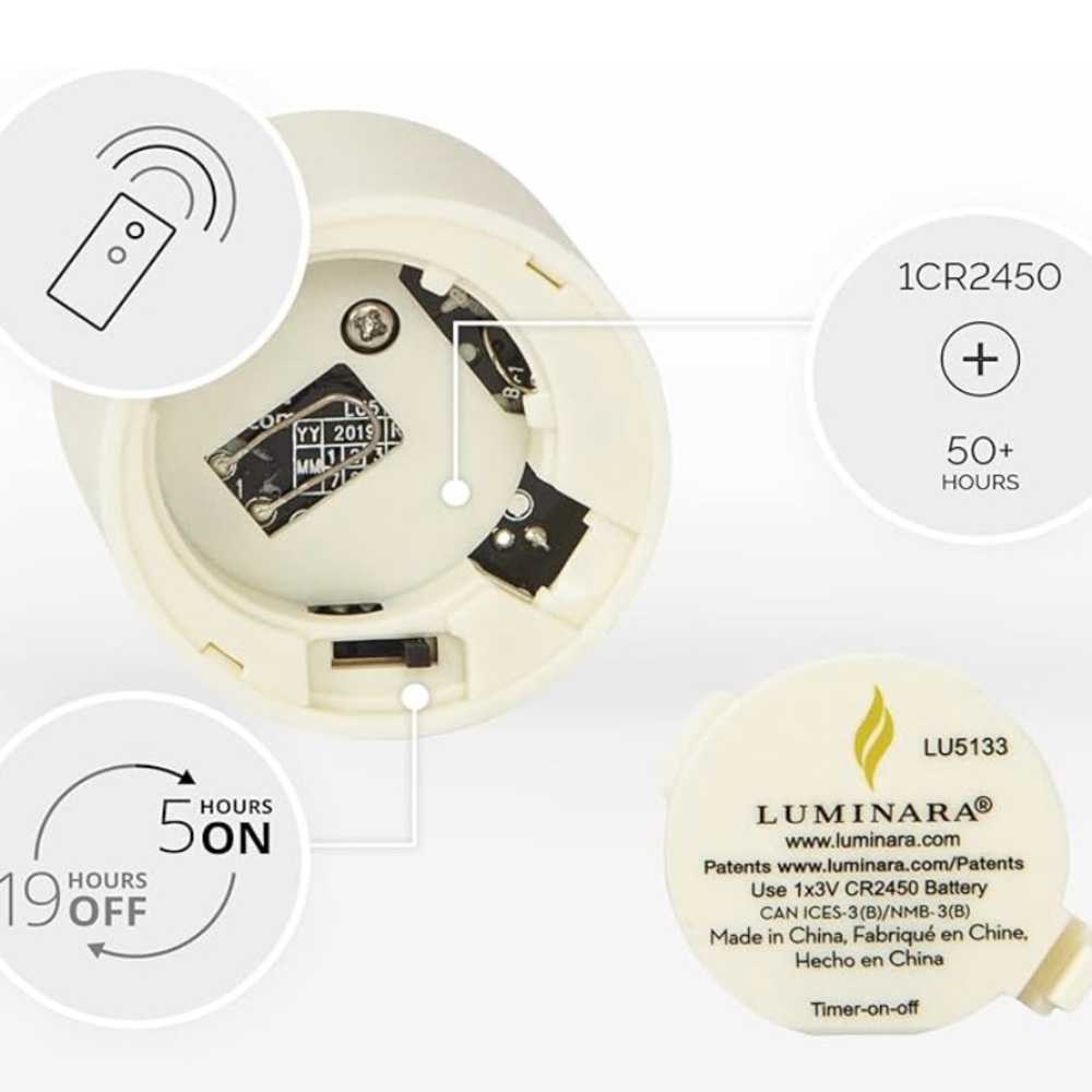Luminara Set Of Two 1.7” x 2” Wax Ivory Tealights. - Picture 7 of 8